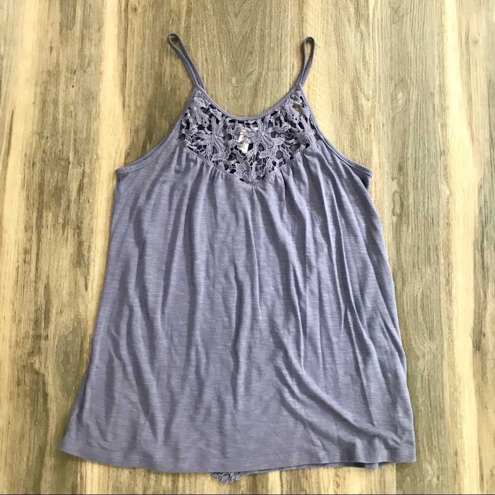 Lace Purple high neck Tank Top